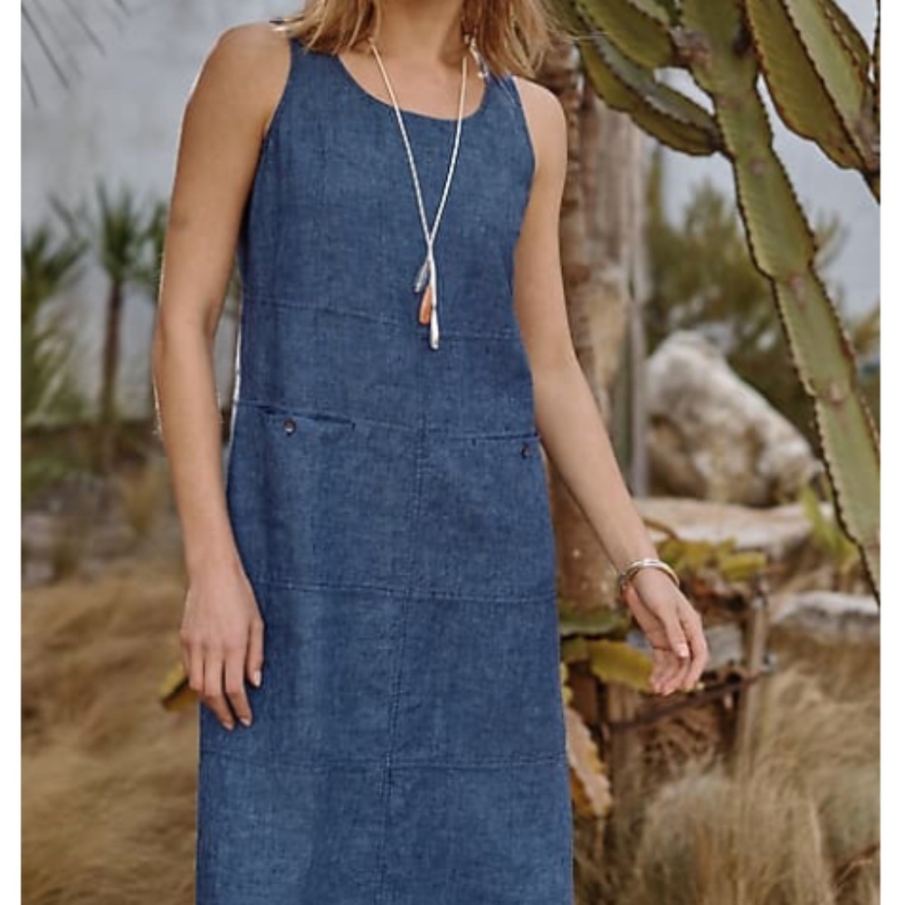 Pure J. Jill Seamed Linen Dress – Size Small – Deep River Multi – EUC